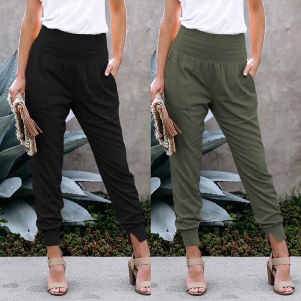 037 Ruched pocket Harem Style Pants Lounge Joggers - Picture 4 of 7